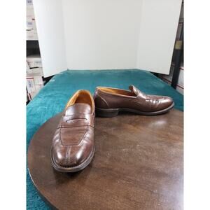 Allen Edmonds Glasgow Shoes Size 9.5 Mens Brown Leather Slip On Loafers Dress